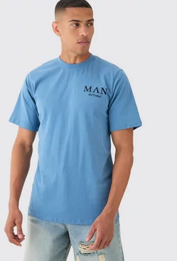 Dusty-blue Blue Man Basic Crew Neck T-shirt