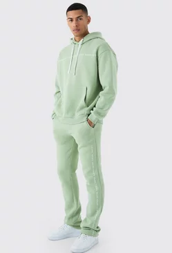 Green Oversized Man Dash Stacked Flared Tracksuit