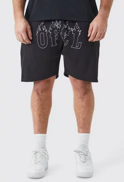 Black Plus Loose Fit Ofcl Flame Short In Black