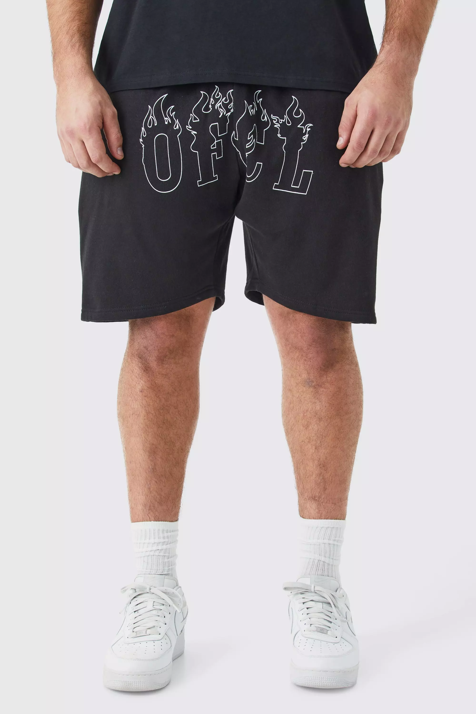 Plus Loose Fit Ofcl Flame Short In Black Black