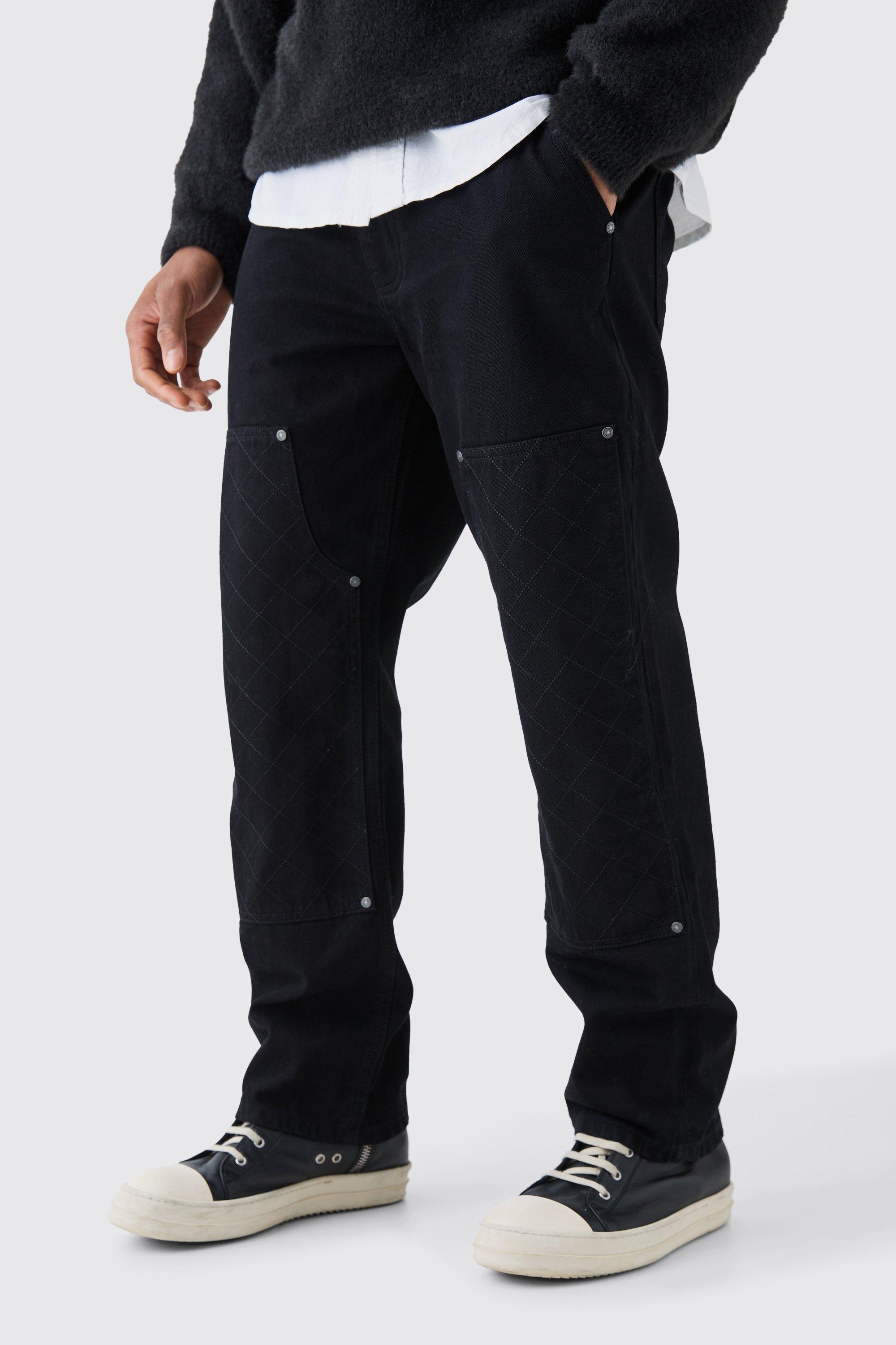 Relaxed Rigid Top Stitch Detail Carpenter Jean In Black