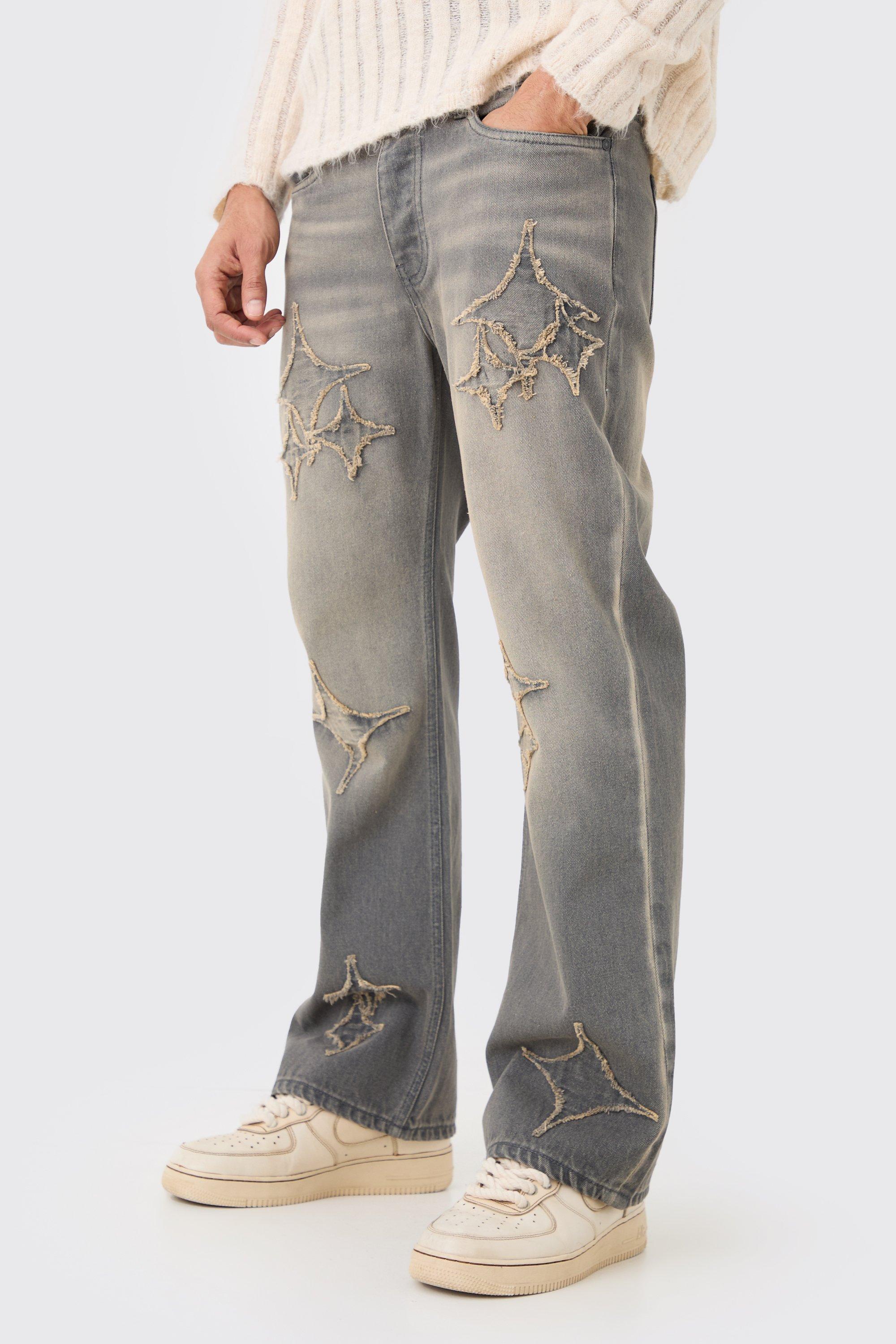 Relaxed Rigid Flare Frayed Jeans