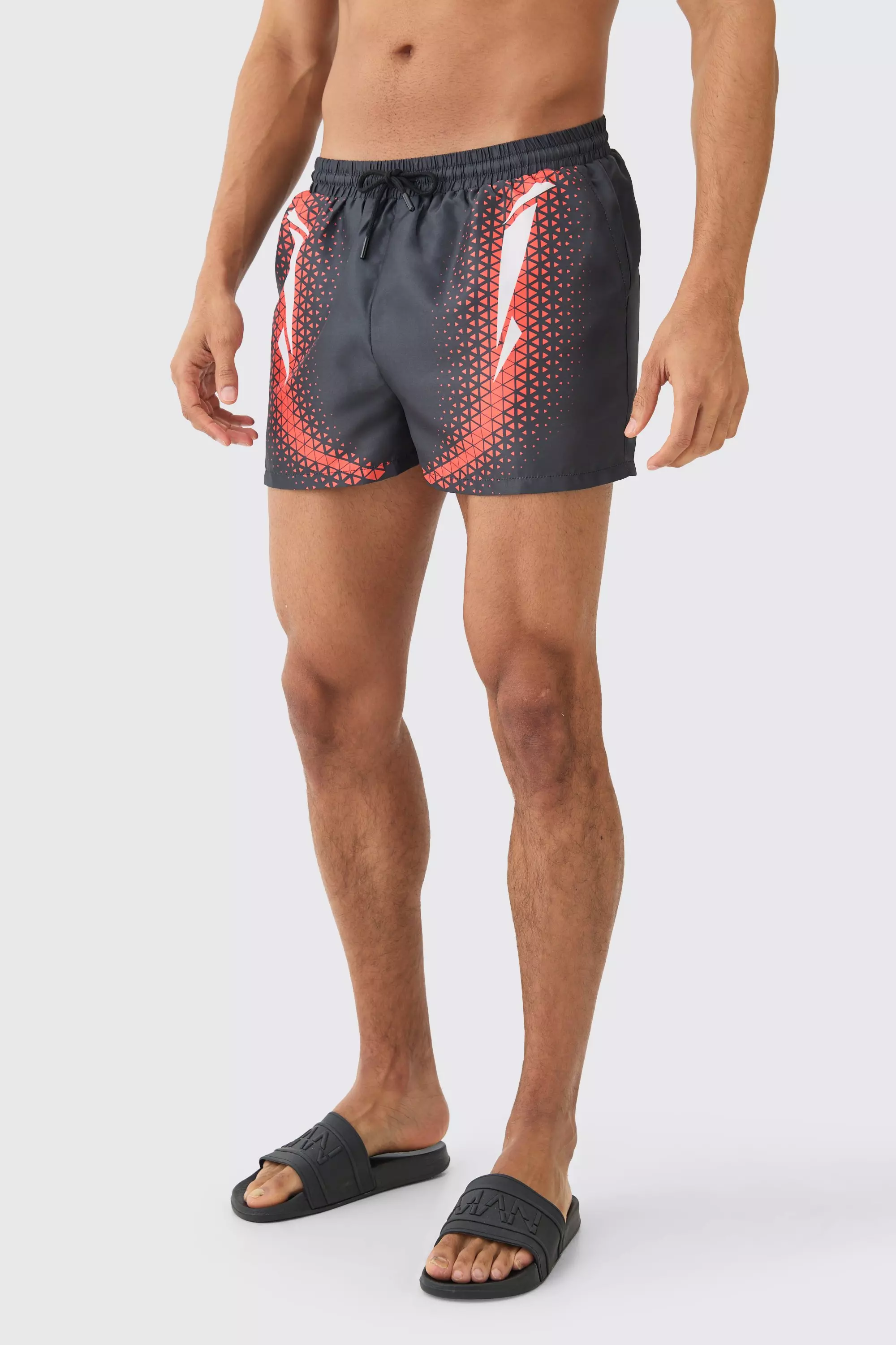 Black Super Short Length Sports Swim Trunks