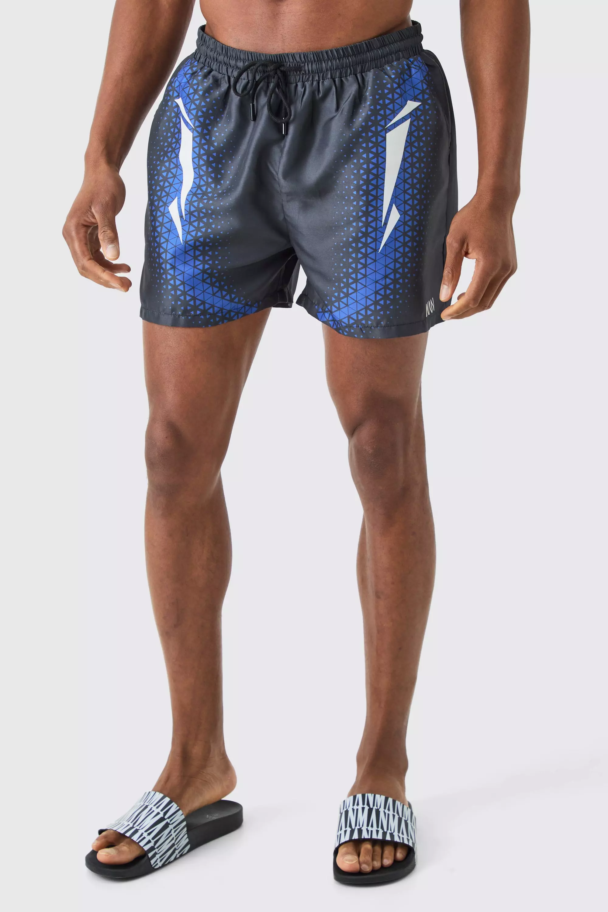 Short Length Sports Swim Trunks Black