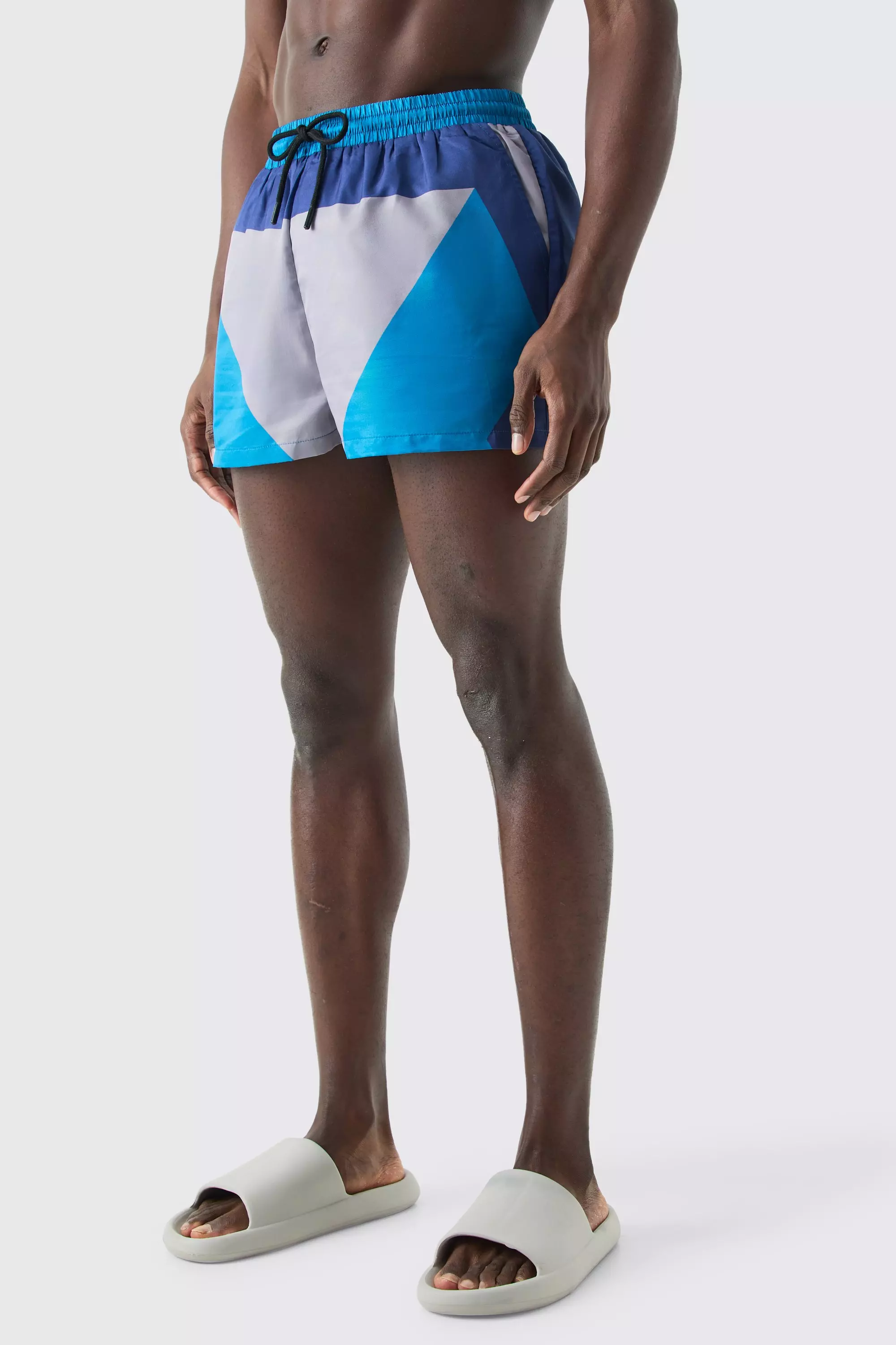 Super Short Colour Block Swim Trunks Blue