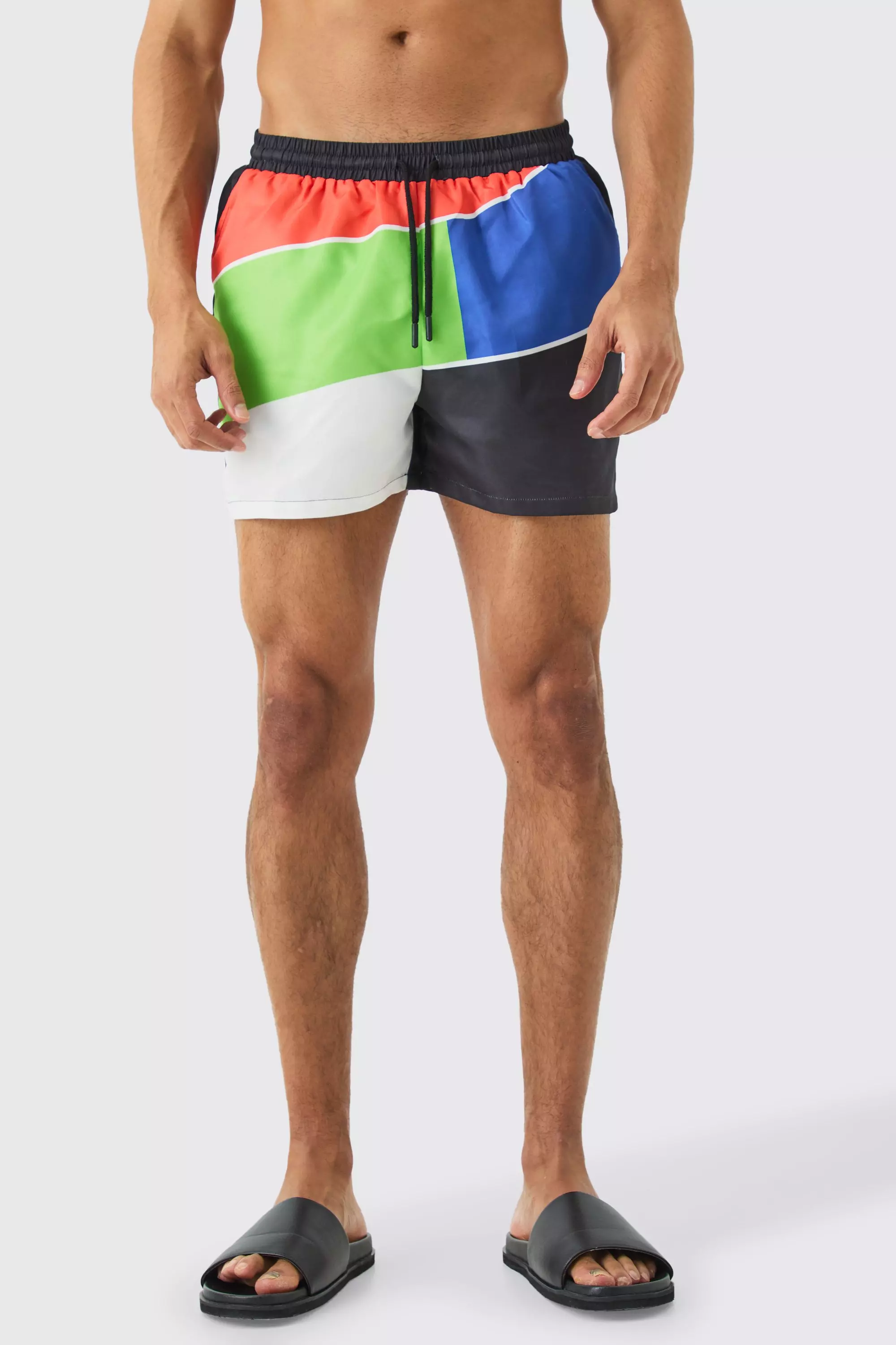 Short Length Colour Block Swim Trunks Multi