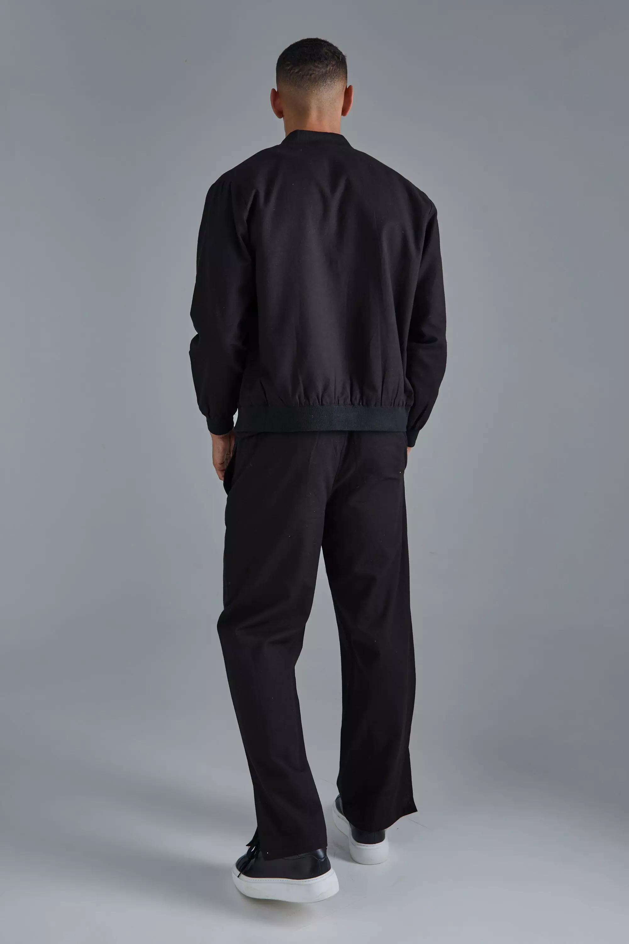 Black Net Oversized Linnen Mix Cargo Bomberjack alternatieve afbeelding