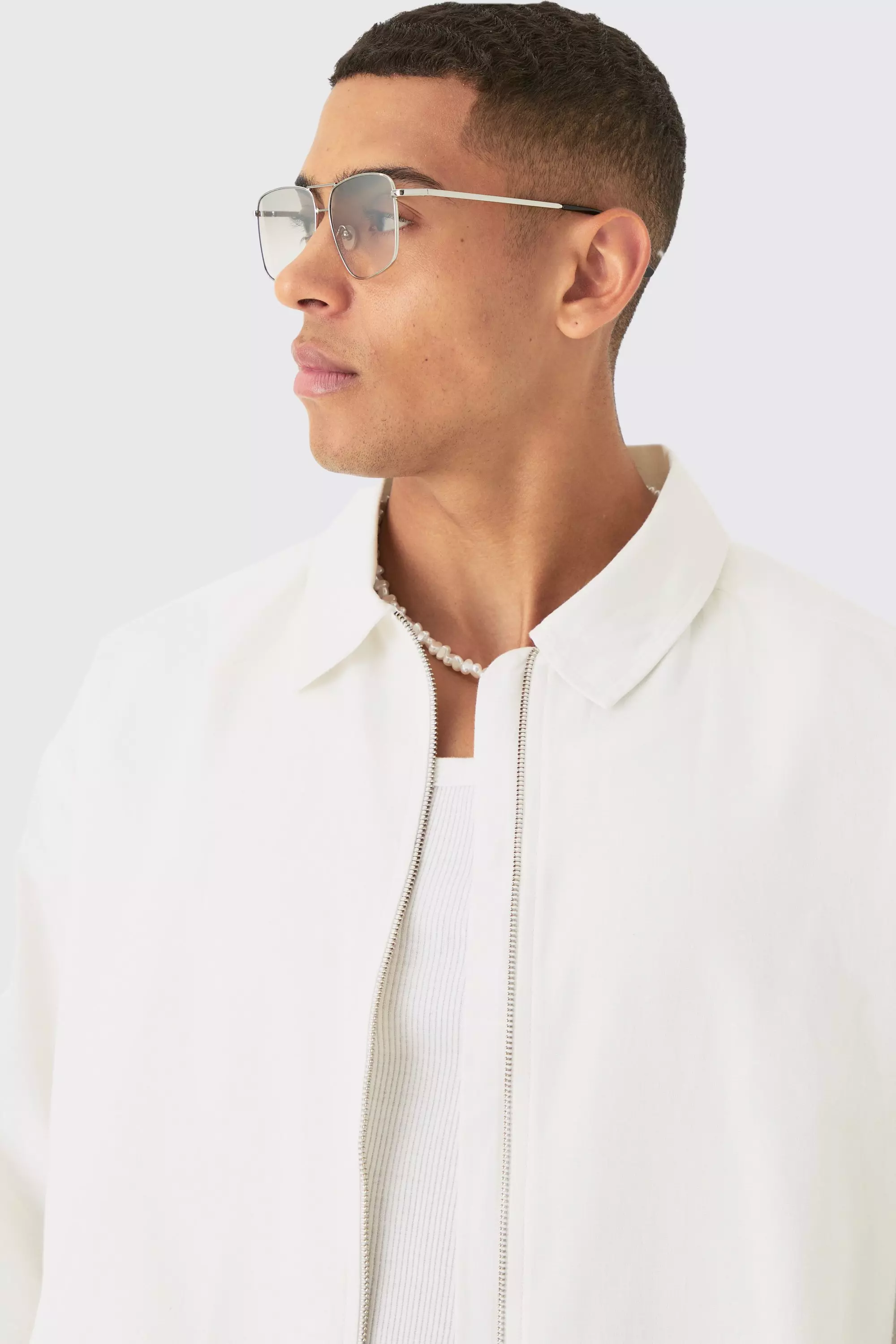 Giacca Harrington Rilassata In Misto Lino, Natural immagine alternativa