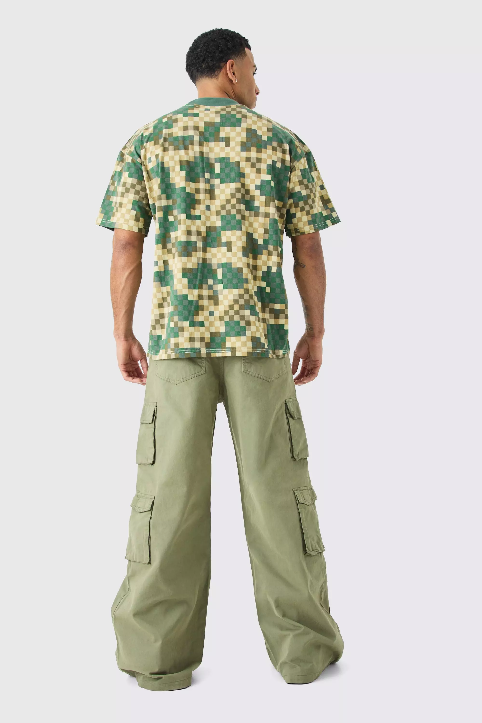 Pantalon cargo baggy à poches multiples, Khaki autre image