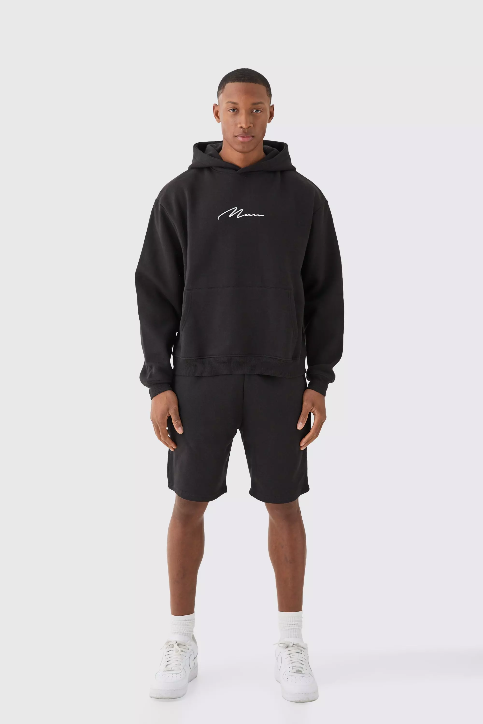 Black Man Signature Oversized Boxy Loose Short Tracksuit