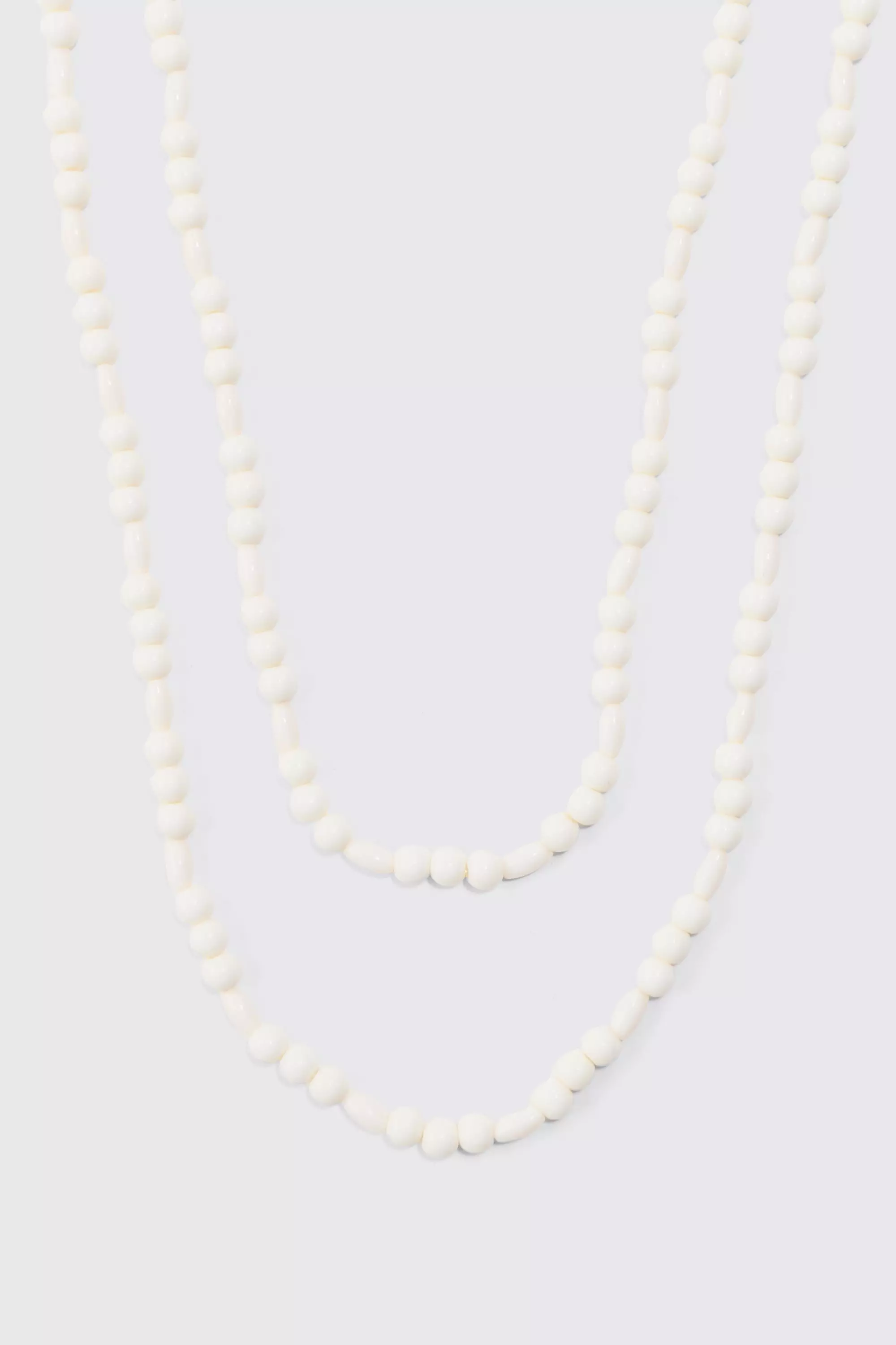 Pearl Multi Layer Chain Necklace In White White