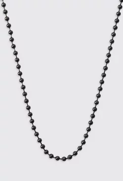 Metal Beaded Chain Necklace In Black Black
