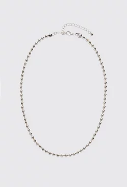 Metal Beaded Chain Necklace In Silver Silver
