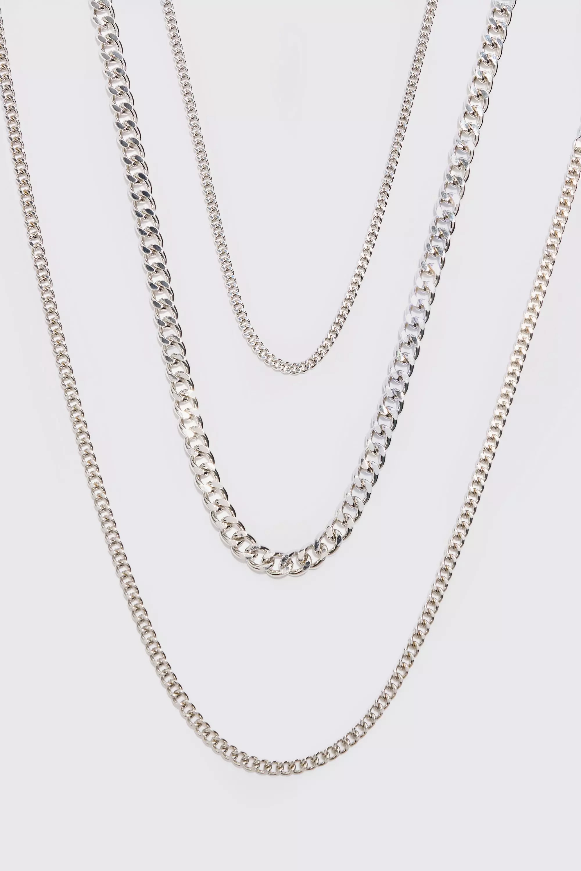 Silver 3 Pack Chain Necklace In Silver