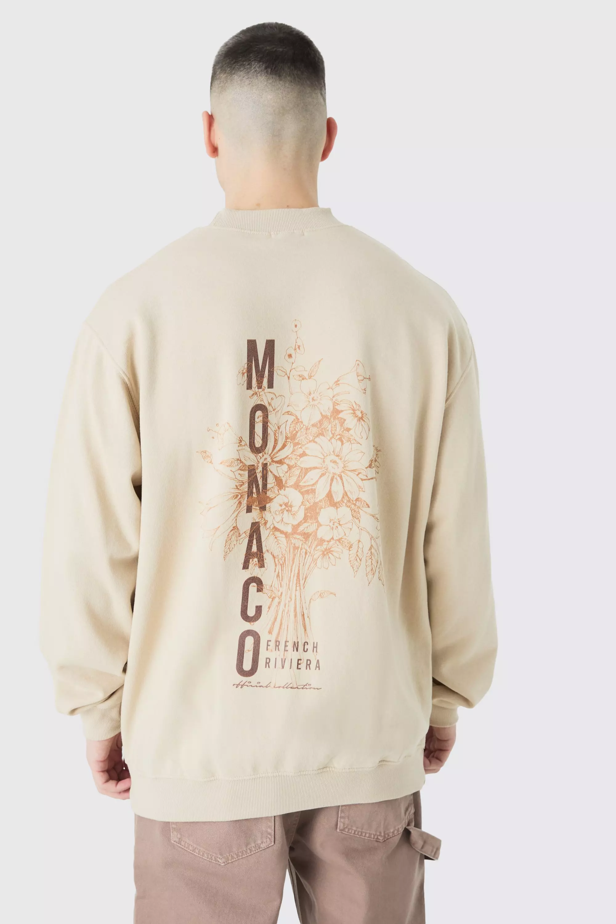 Sand Beige Tall Monaco Back Print Sweatshirt