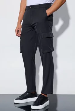 Tailored Cargo Straight Fit Trousers Black