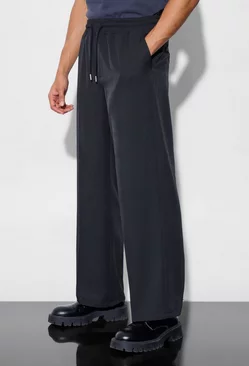 Drawcord Wide Fit Tailored Trousers Black