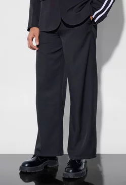 Tailored Pleat Front Wide Leg Trousers Black