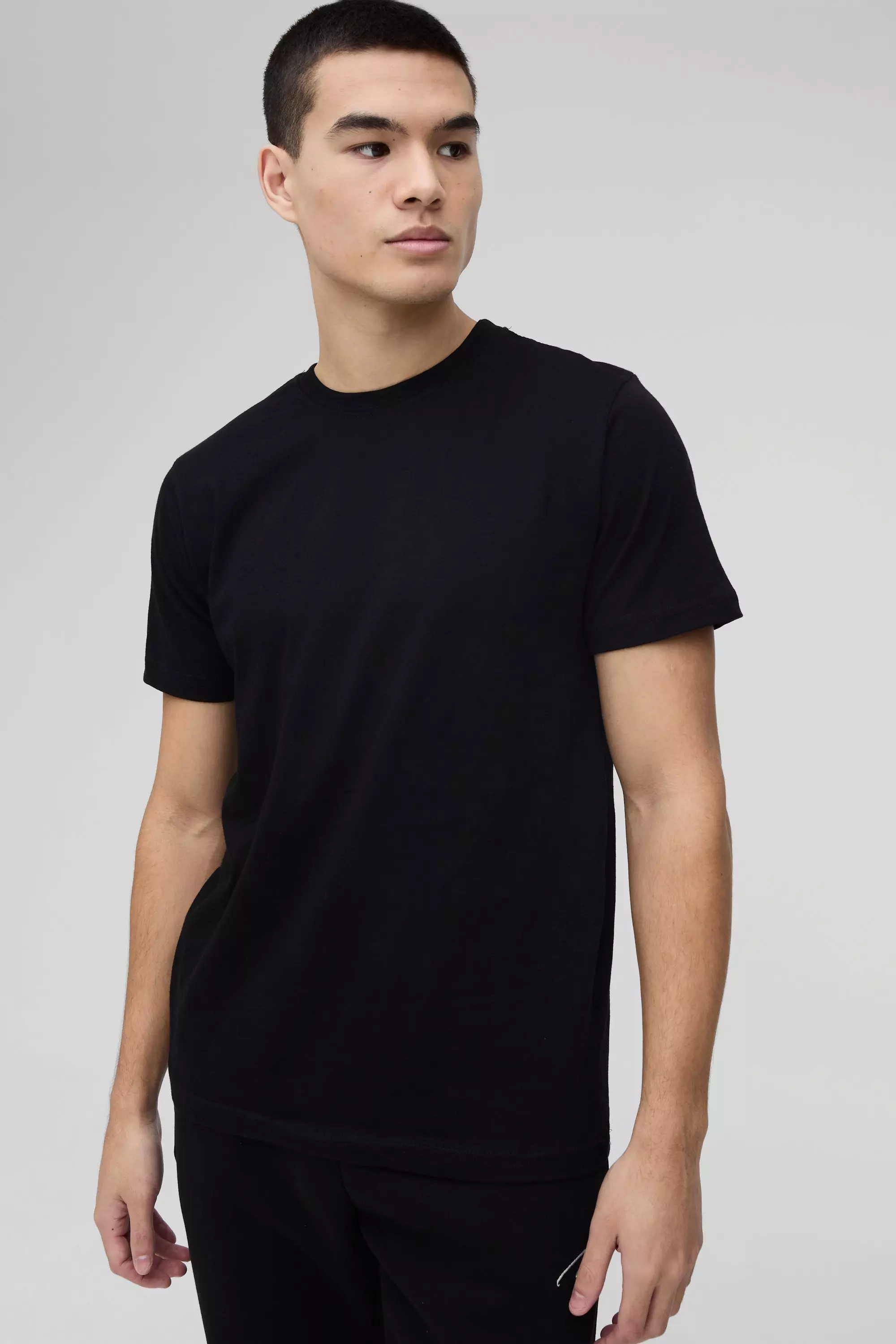 Black Basic Slim Fit Crew Neck T-Shirt alternative image