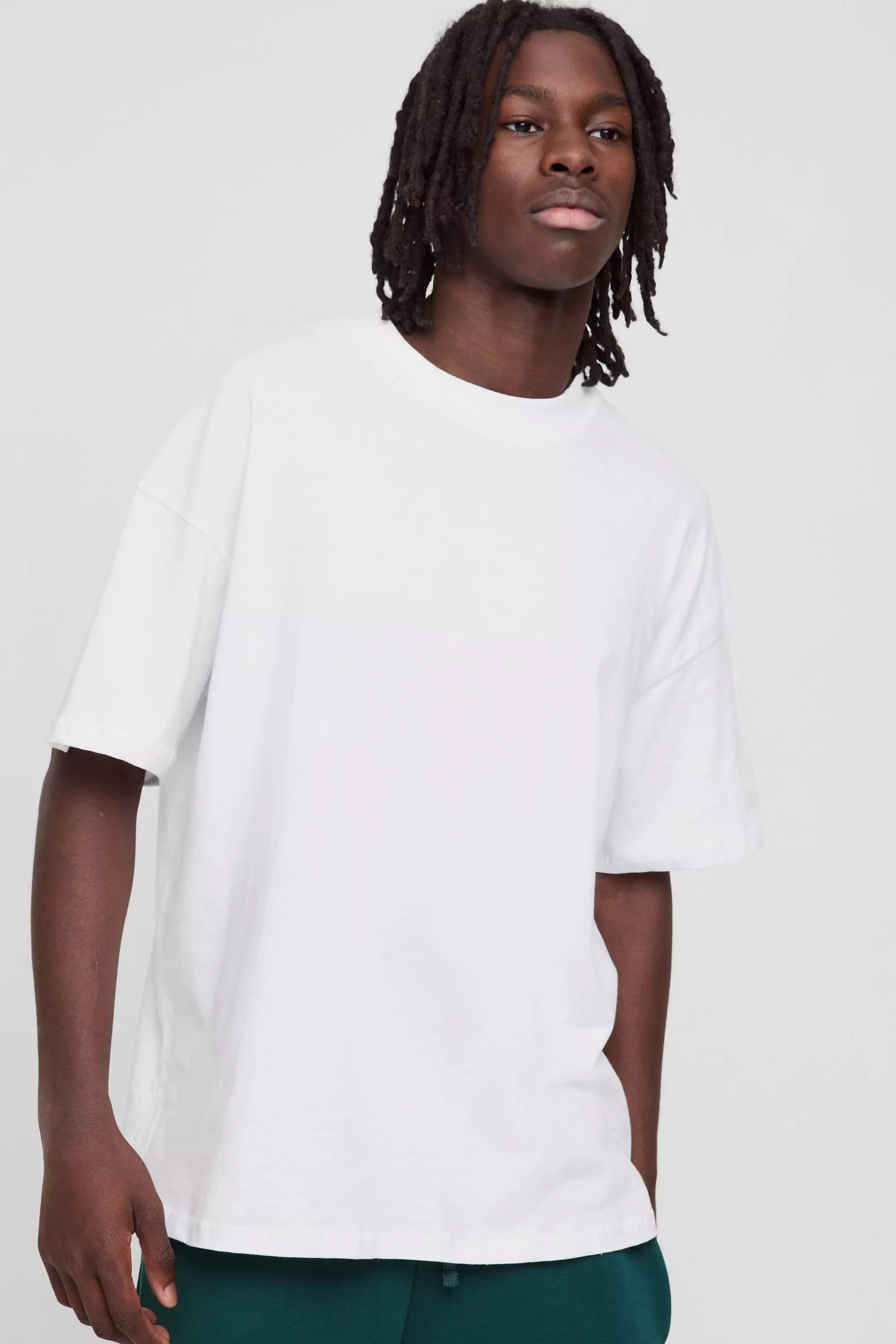 White Basic Oversized Crew Neck T-shirt alternative image