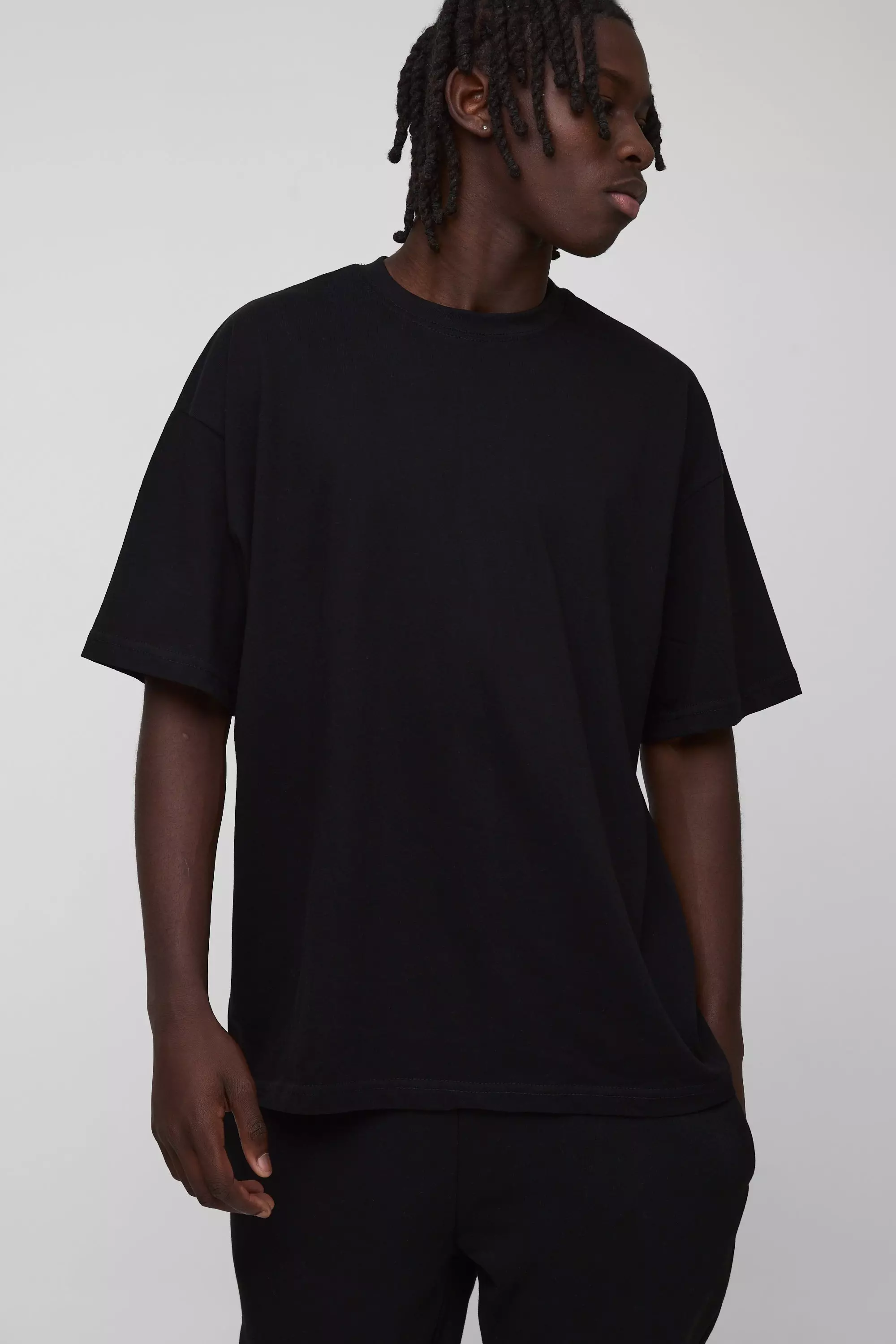 Black Basic Oversized Crew Neck T-shirt alternative image