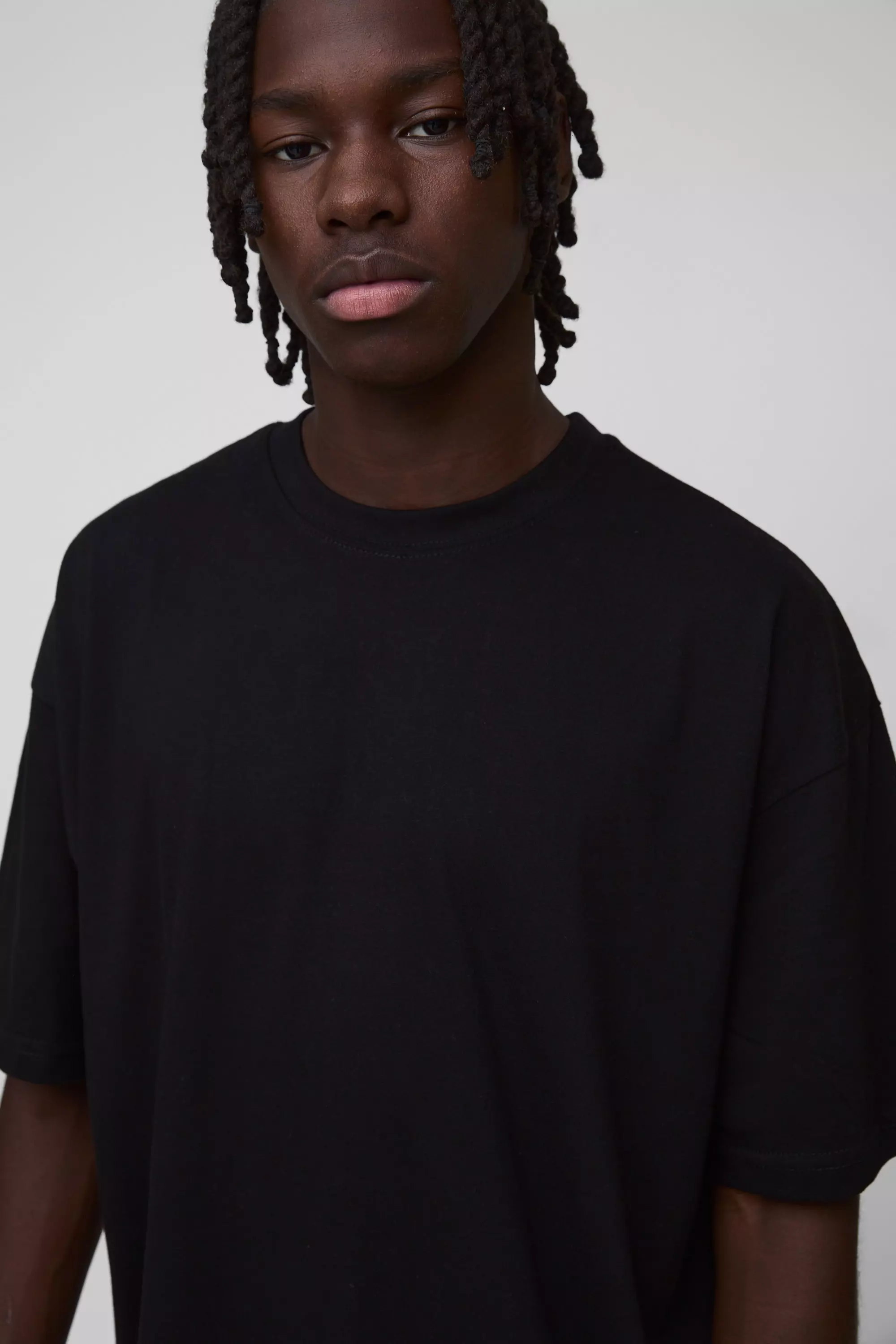 Black Basic Oversized Crew Neck T-shirt alternative image