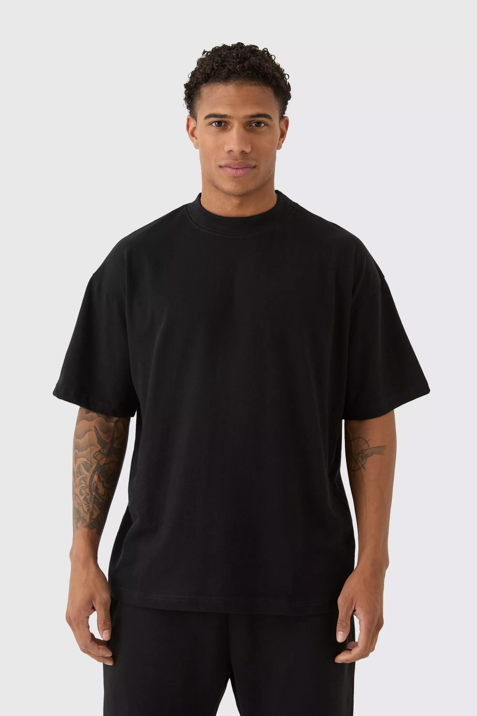 Black Oversized Extended Neck T-shirt