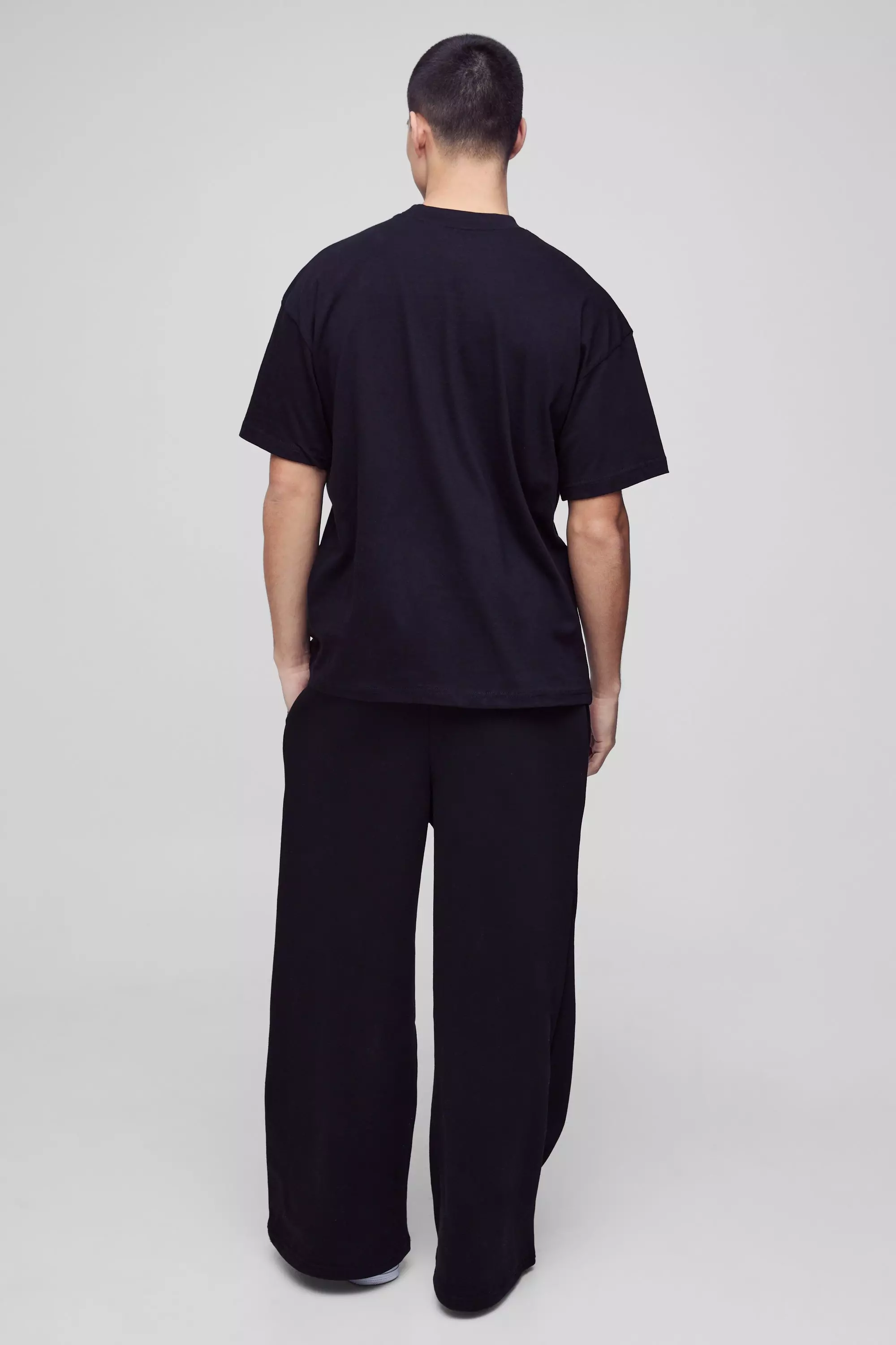 Black Oversized T-Shirt Met Brede Nek alternatieve afbeelding