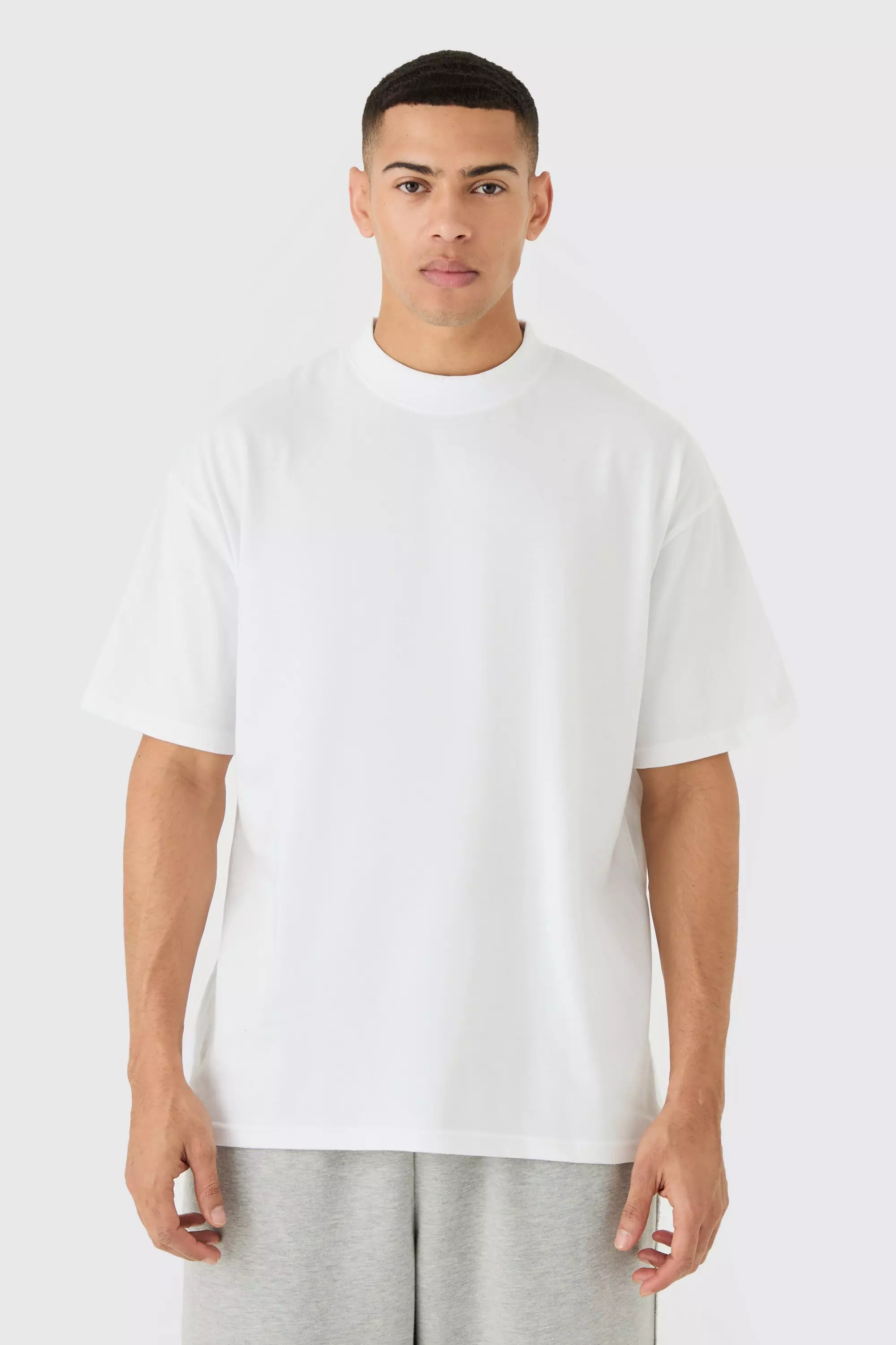 White Basic Oversized Extended Neck T-Shirt alternative image