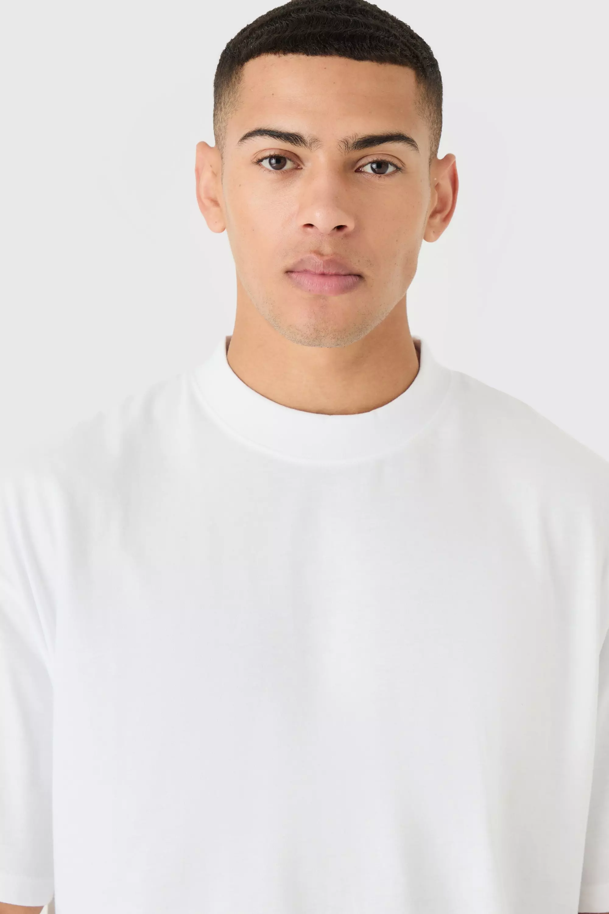 White Basic Oversized Extended Neck T-Shirt alternative image