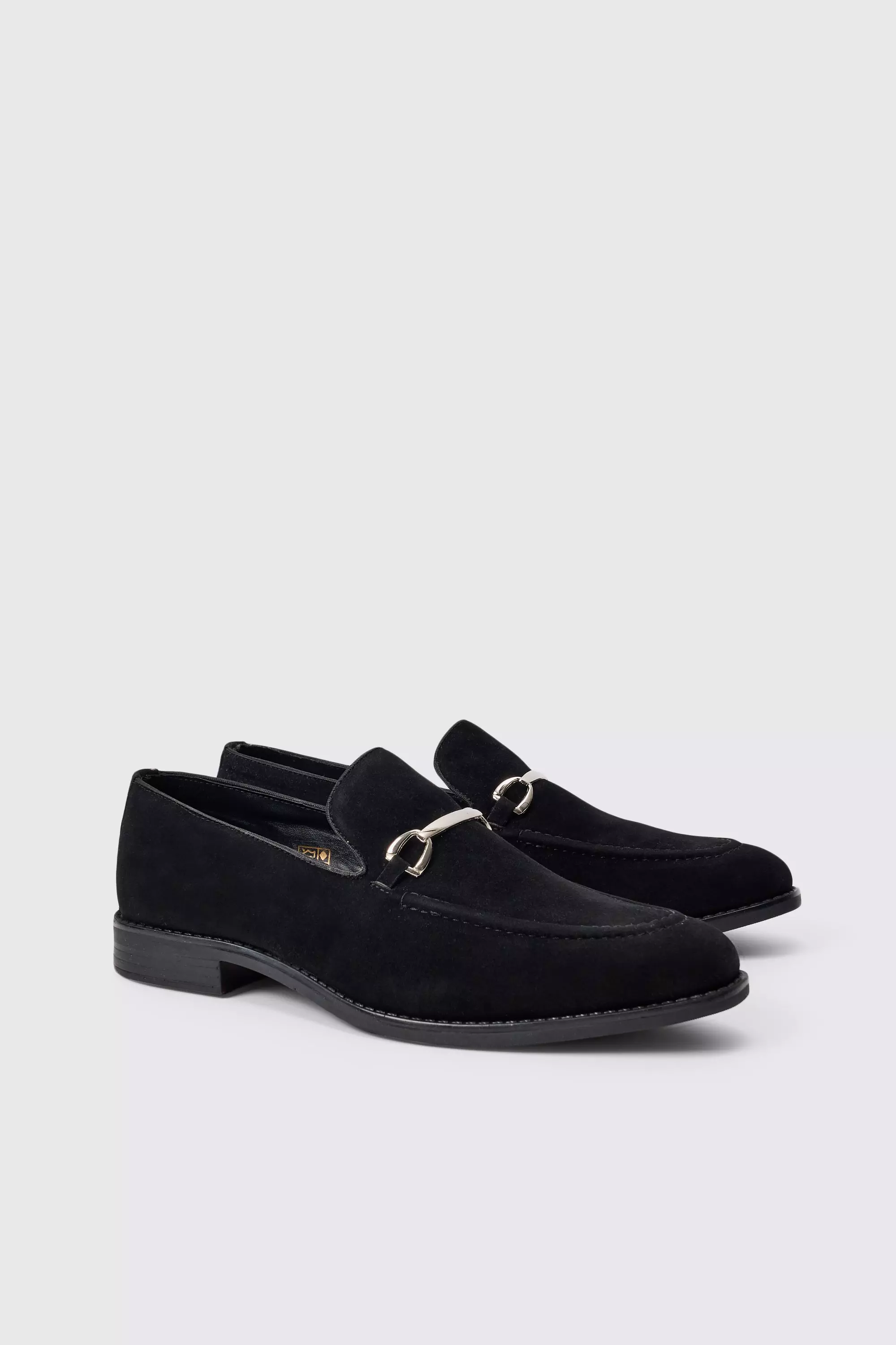 Faux Suede Snaffle Loafer Black