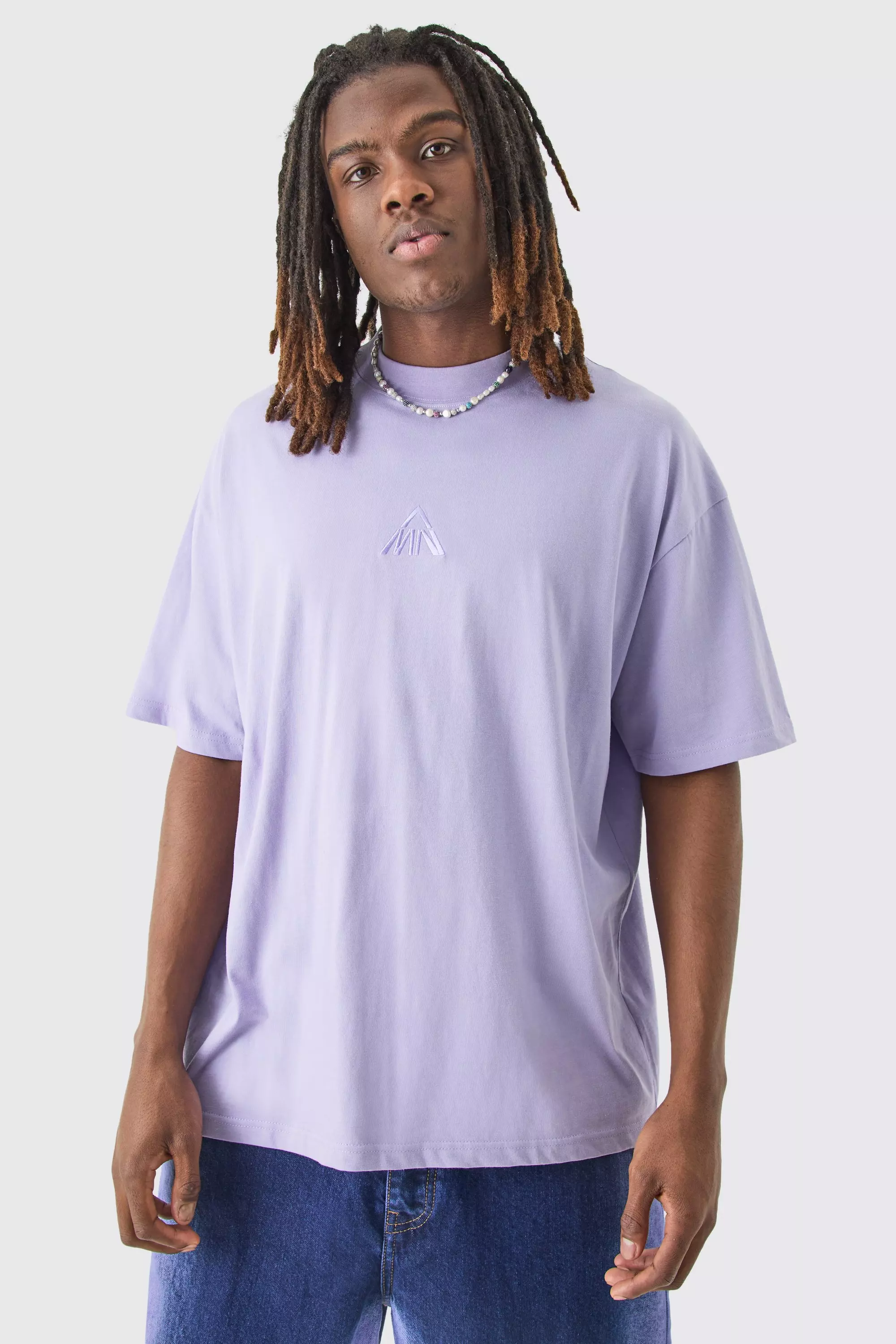 Man Oversized Extended Neck T-shirt Lilac