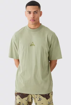 Khaki Man Oversized Extended Neck T-shirt