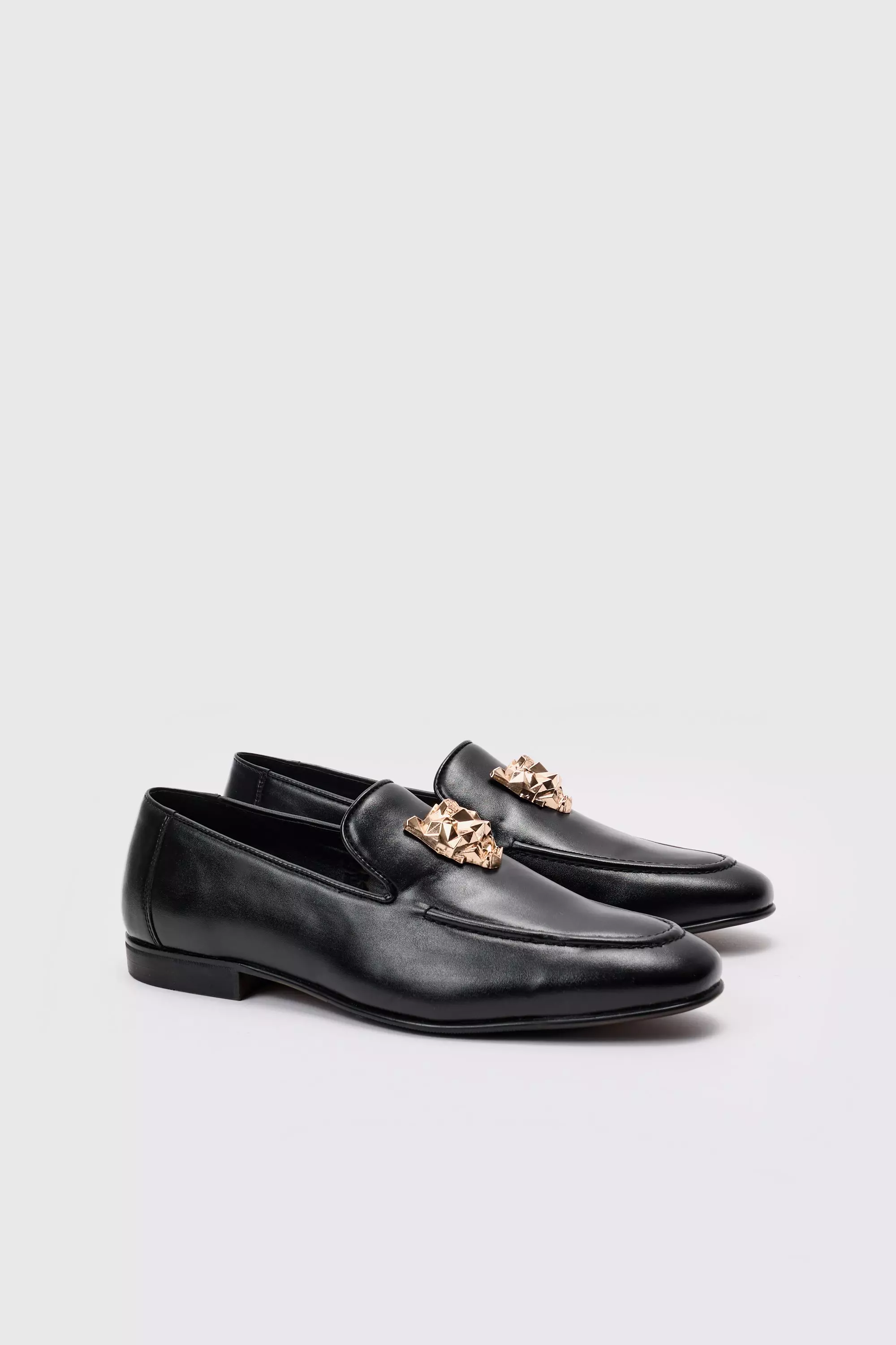 Metal Hardware Loafer in Black Stone