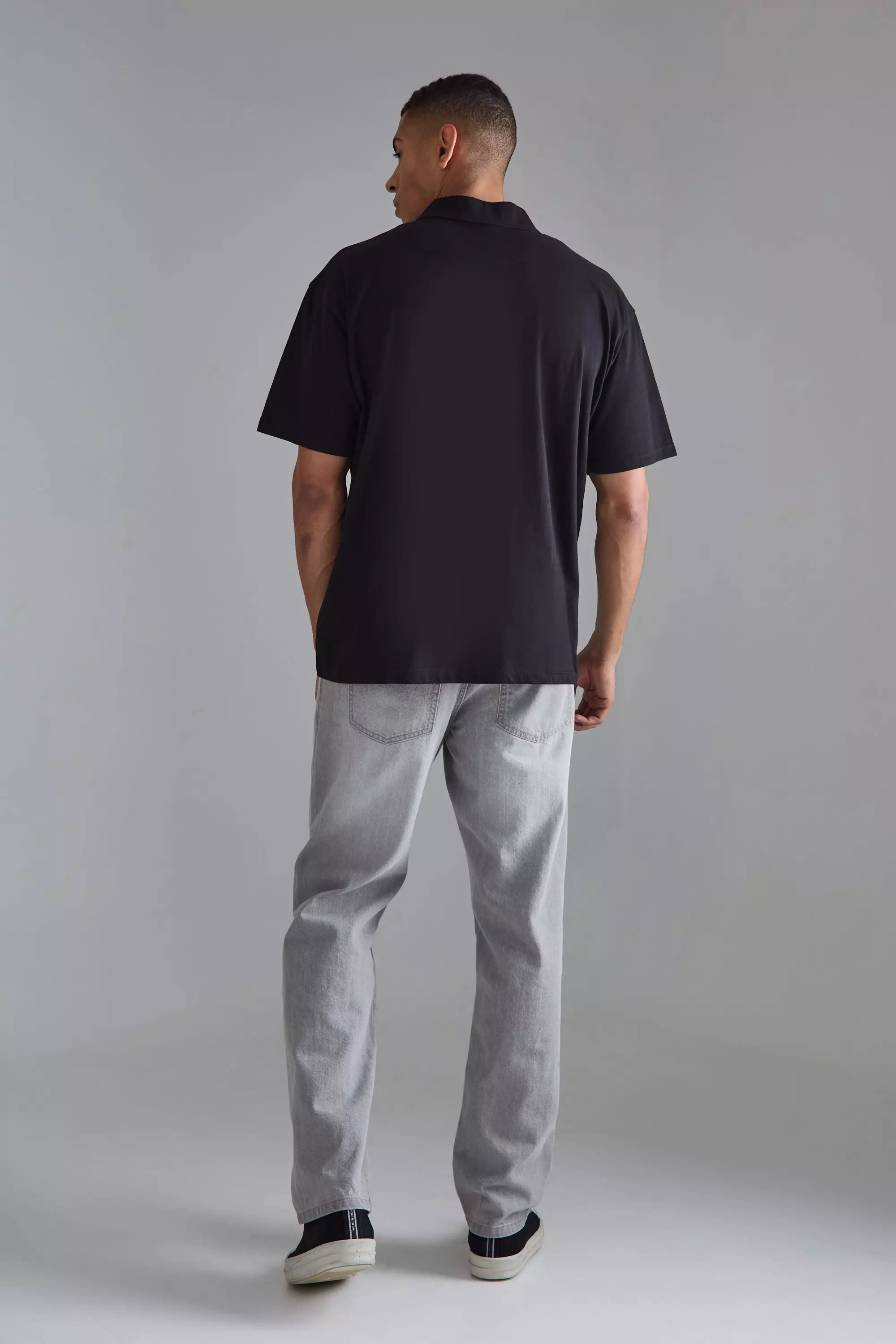 Black Oversized Zip Neck Polo alternative image