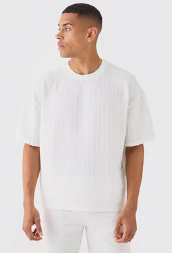 Oversized Boxy Pleated Texture T-shirt White