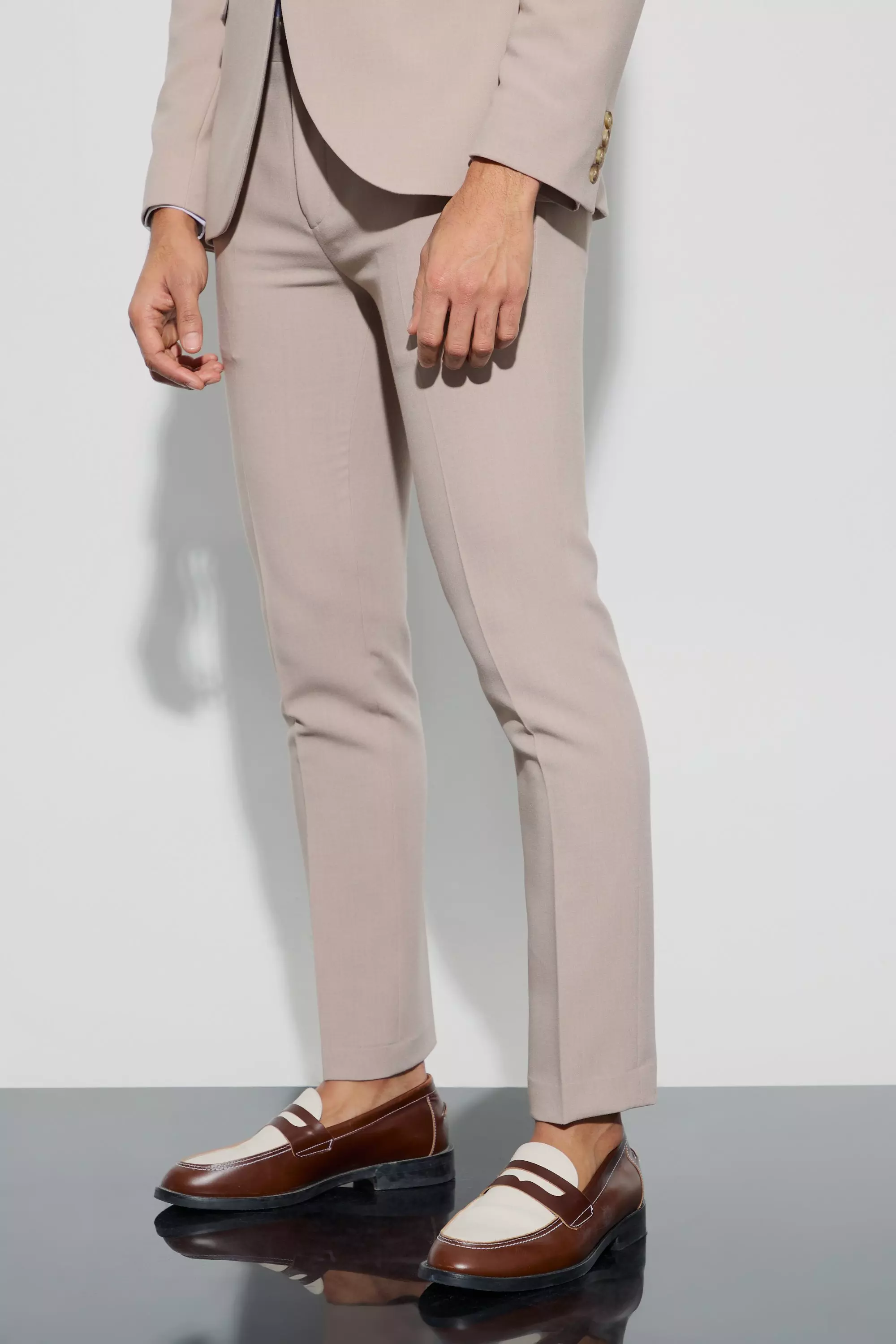 Jersey Skinny Suit Trousers Beige