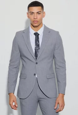 Jersey Skinny Single Breasted Suit Jacket Grey