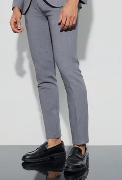 Grey Jersey Skinny Suit Trousers