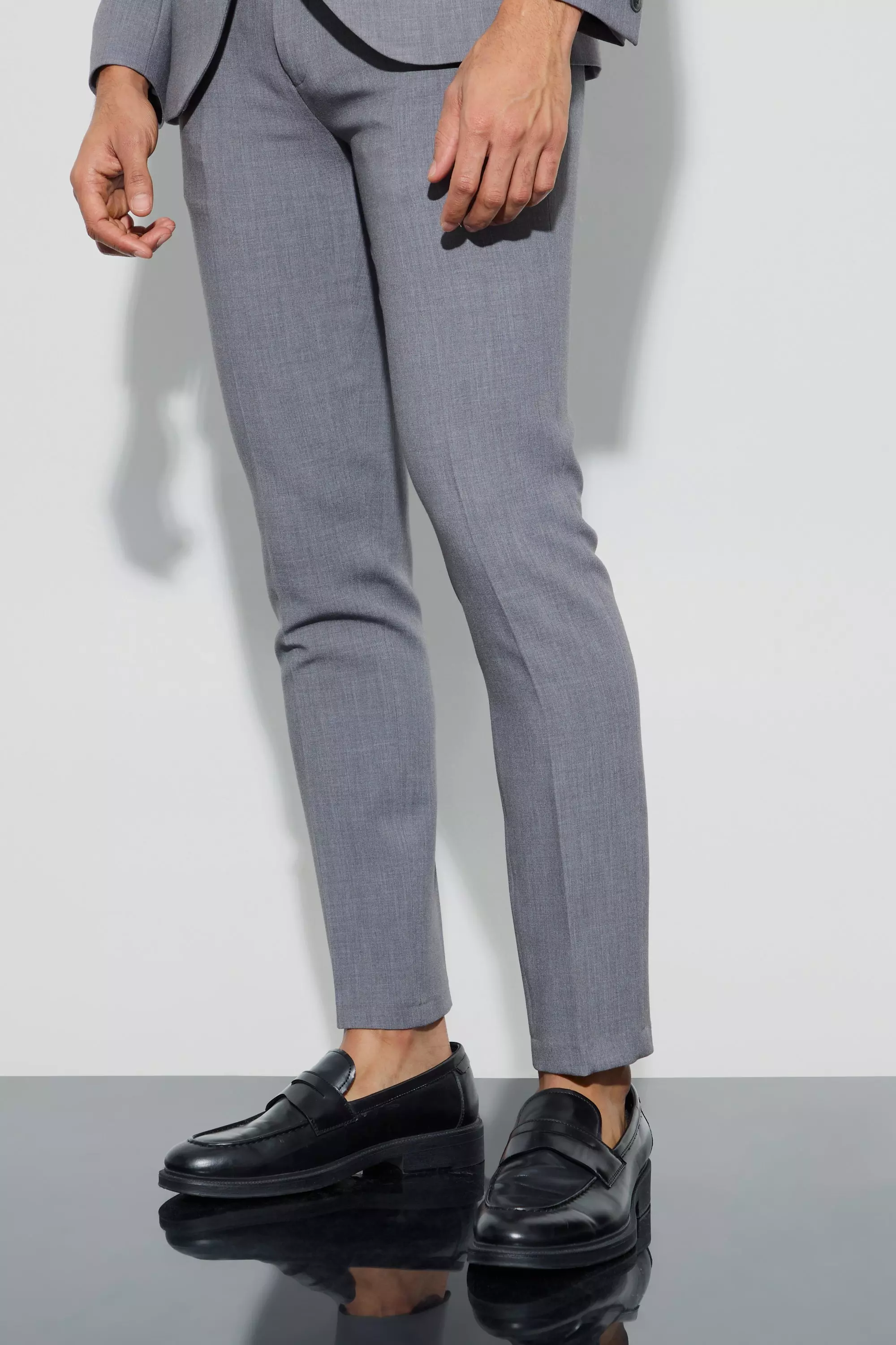 Grey Jersey Skinny Suit Trousers