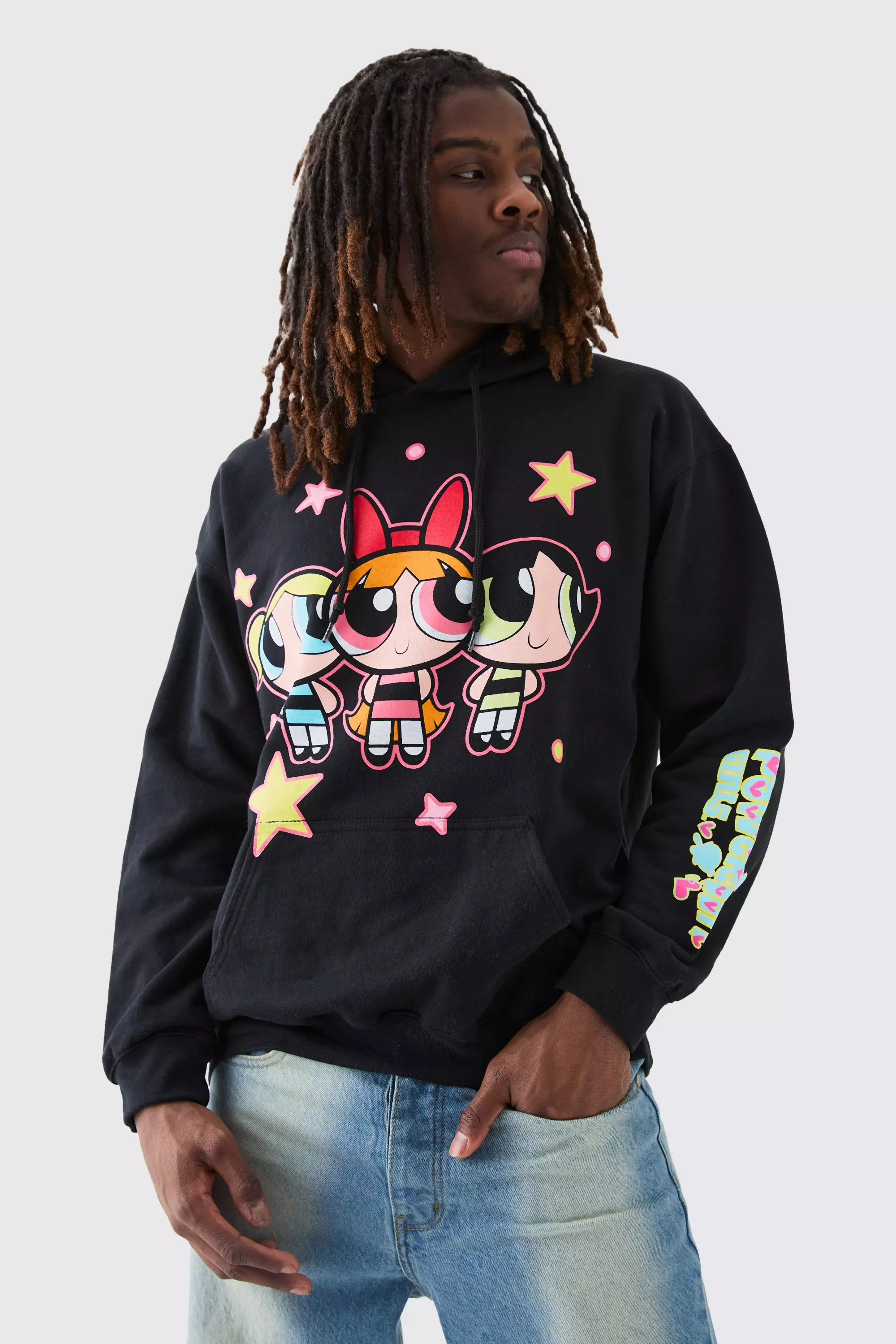 Oversized Powerpuff Girls License Hoodie Black