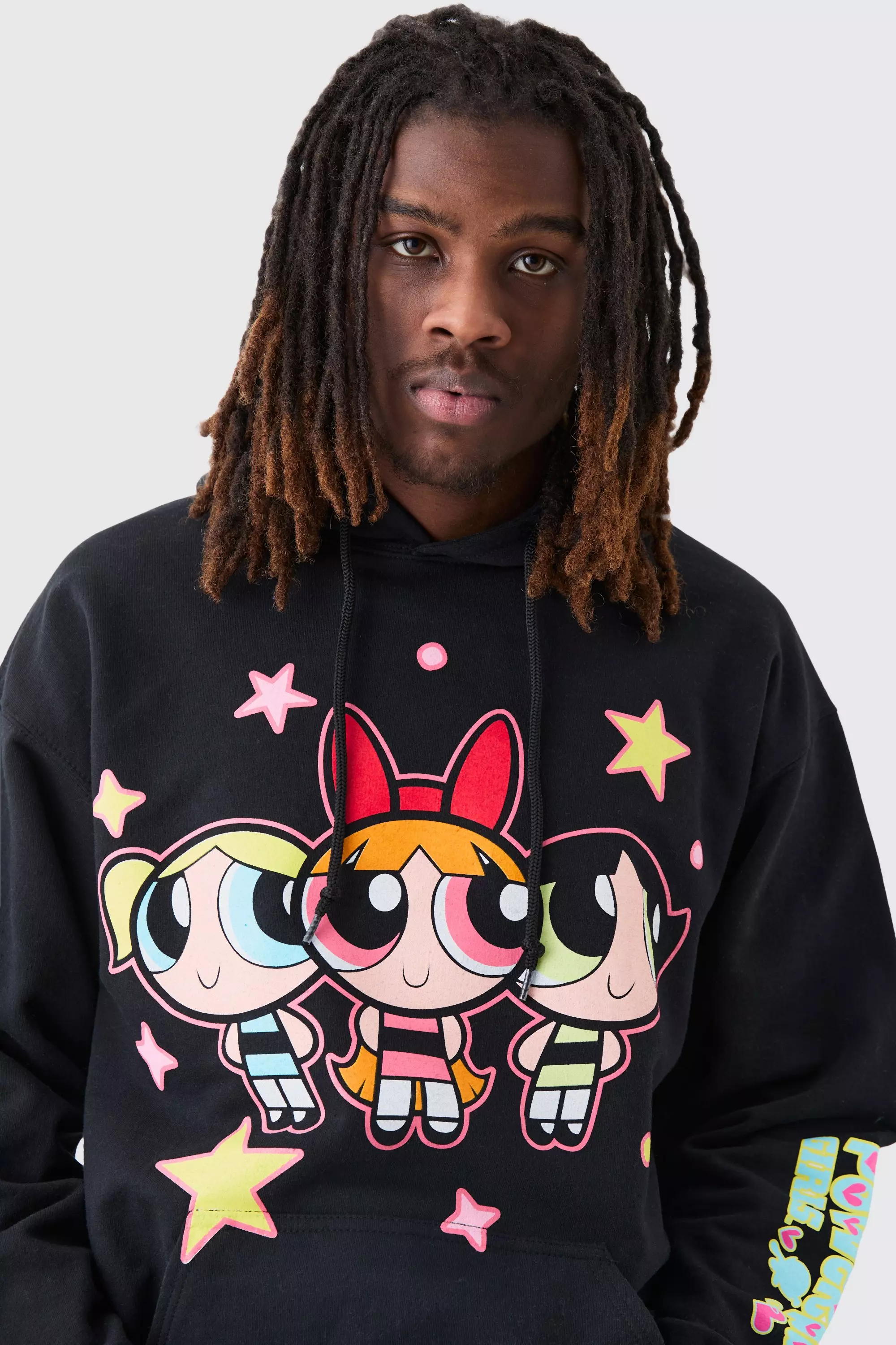 Black Oversized Powerpuff Girls License Hoodie alternative image