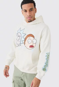 Oversized Rick And Morty License Hoodie Ecru