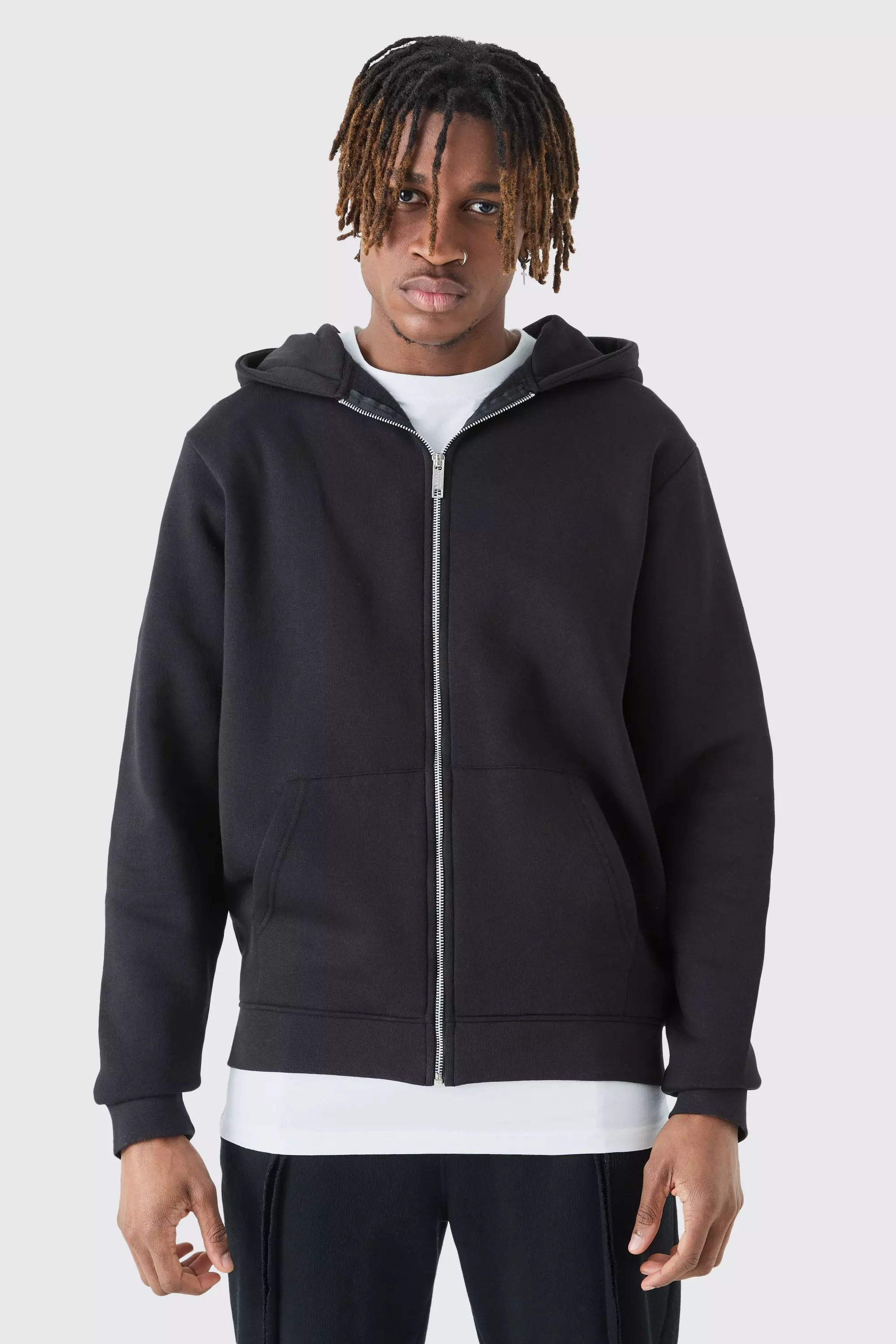 Tall Basic Zip Through Hoodie In Black alternative image
