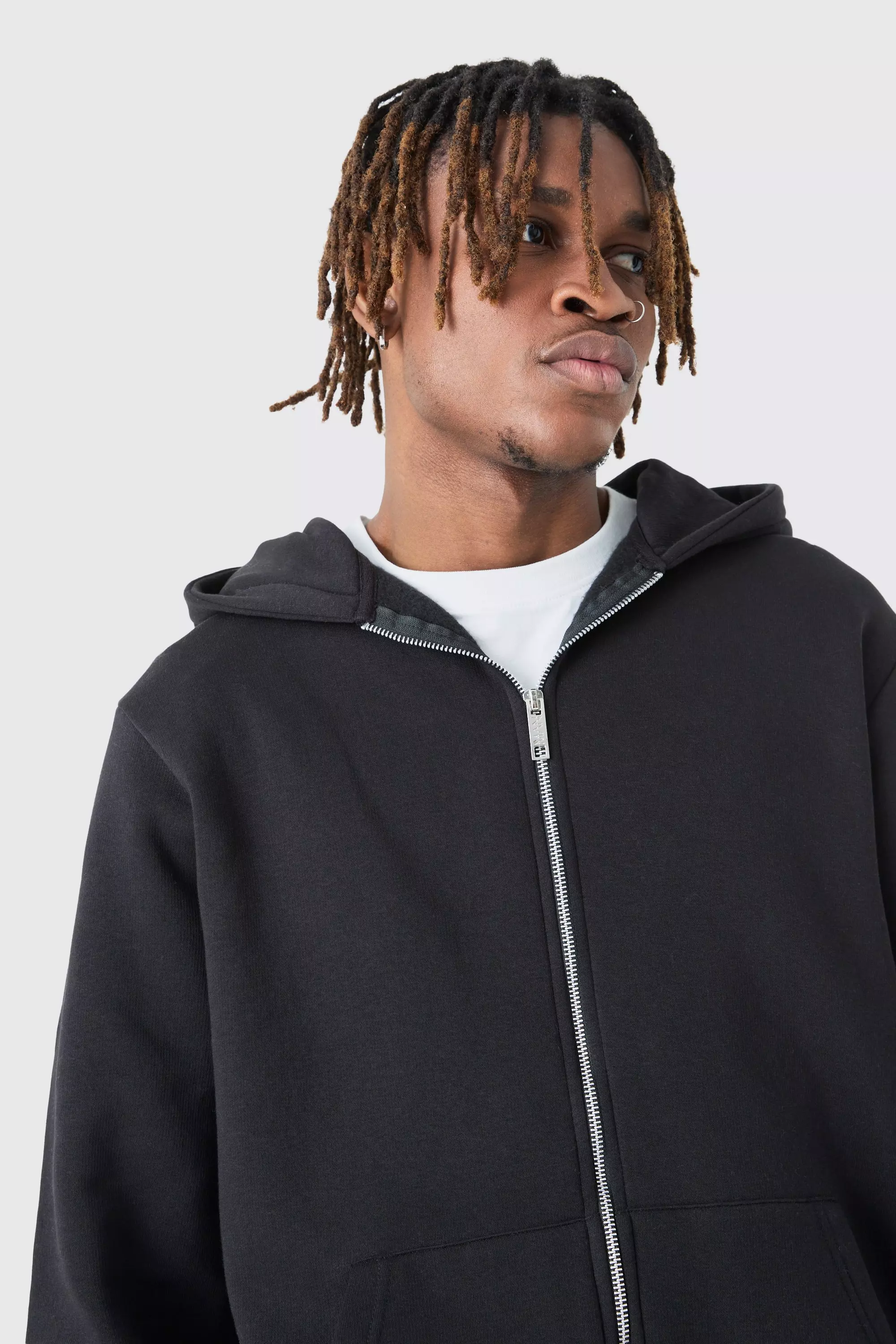 Tall Basic Zip Through Hoodie In Black alternative image