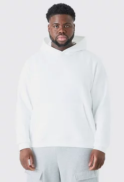 White Plus Basic Over The Head Hoodie In White