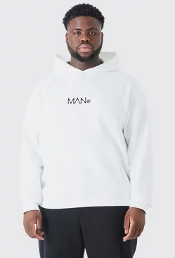 Plus Man Signature Over The Head Hoodie In White White