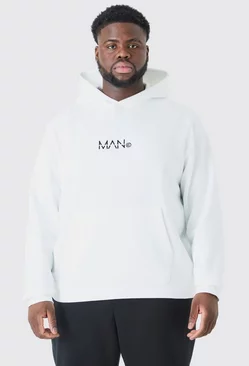 White Plus Man Dash Over The Head Hoodie In White