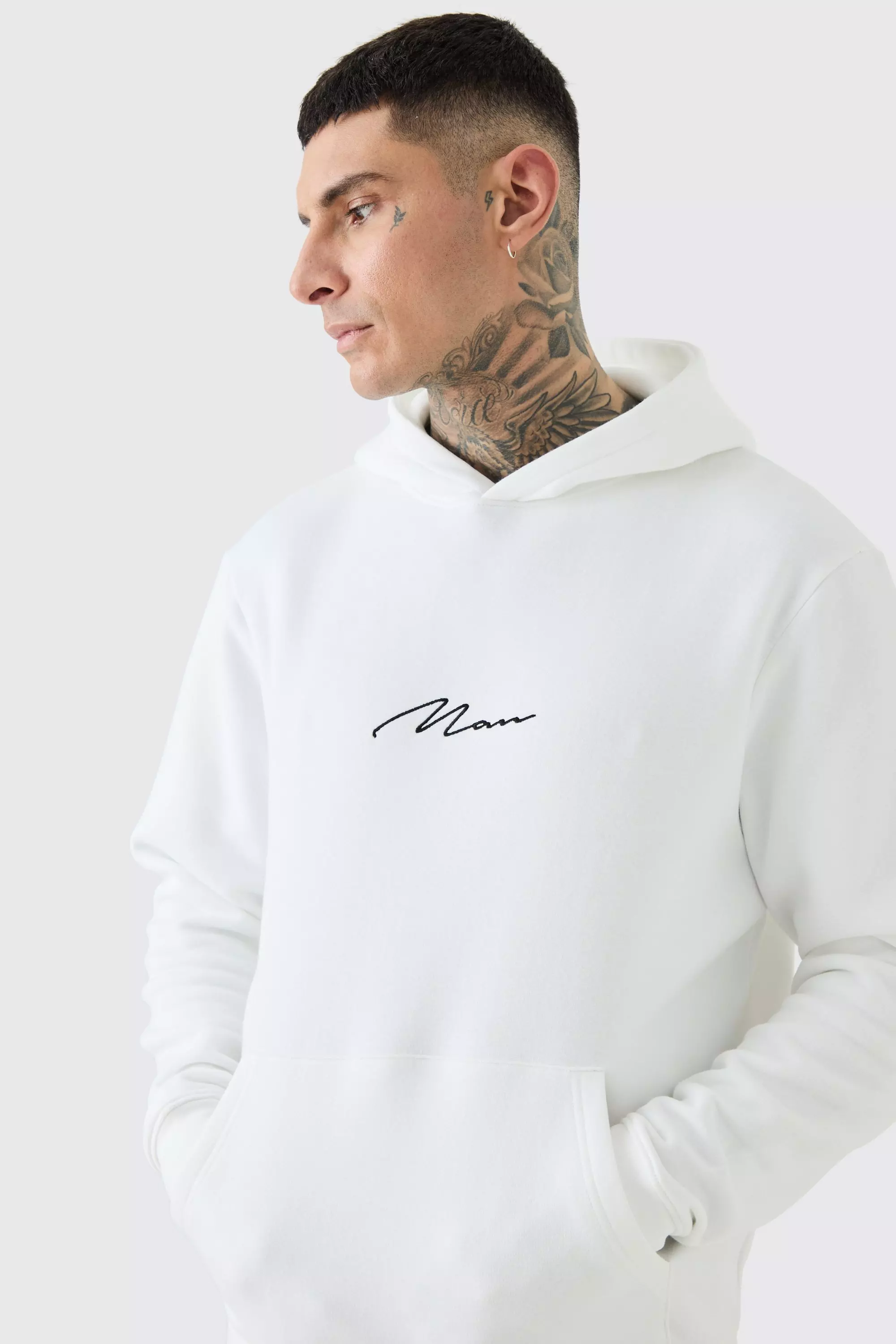 Tall Man Signature Over The Head Hoodie In White White