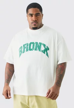 Plus Oversized Boxy Extended Neck Bronx T-shirt Ecru